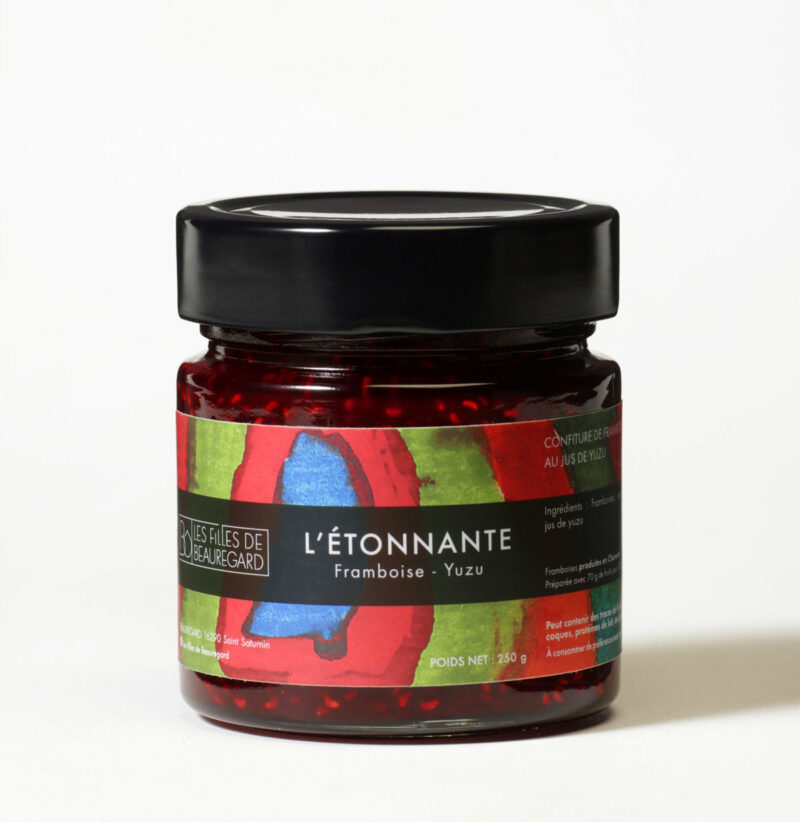 Confiture artisanale framboise yuzu fabriquée en Charente