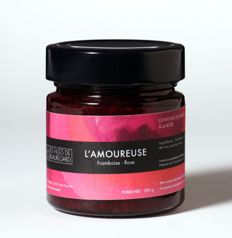 Confiture framboise de Charente et fleur de rose par les filles de beauregard