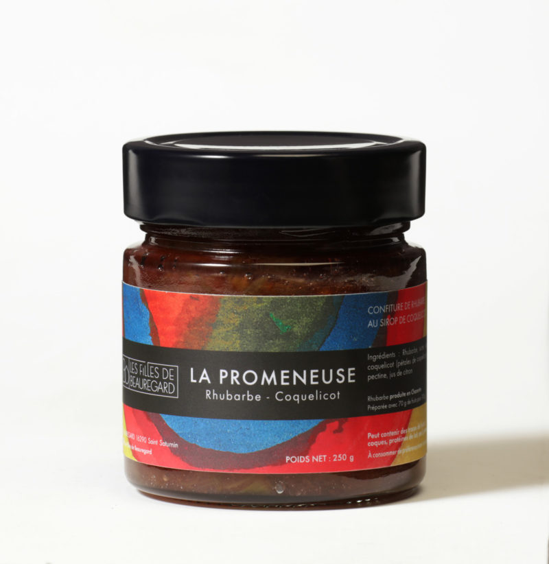 Confiture originale de rhubarbe et fleur de coquelicot par les filles de beauregard